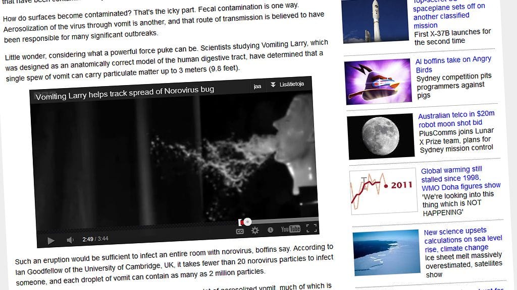 Vomiting Larry -robotti. Kuva on kaapattu http://www.theregister.co.uk -sivulta.