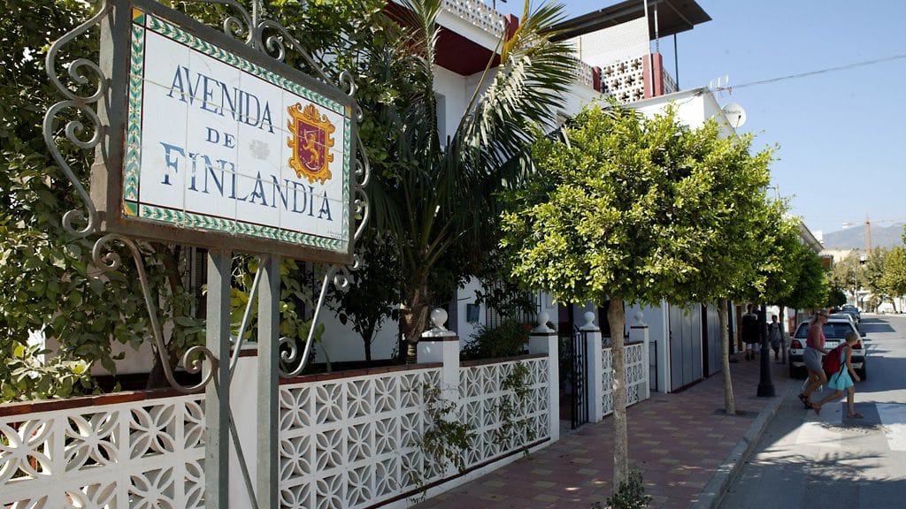 Suomen nimikkokatu Fuengirolassa, Andalusiassa.Kuva: Lehtikuva