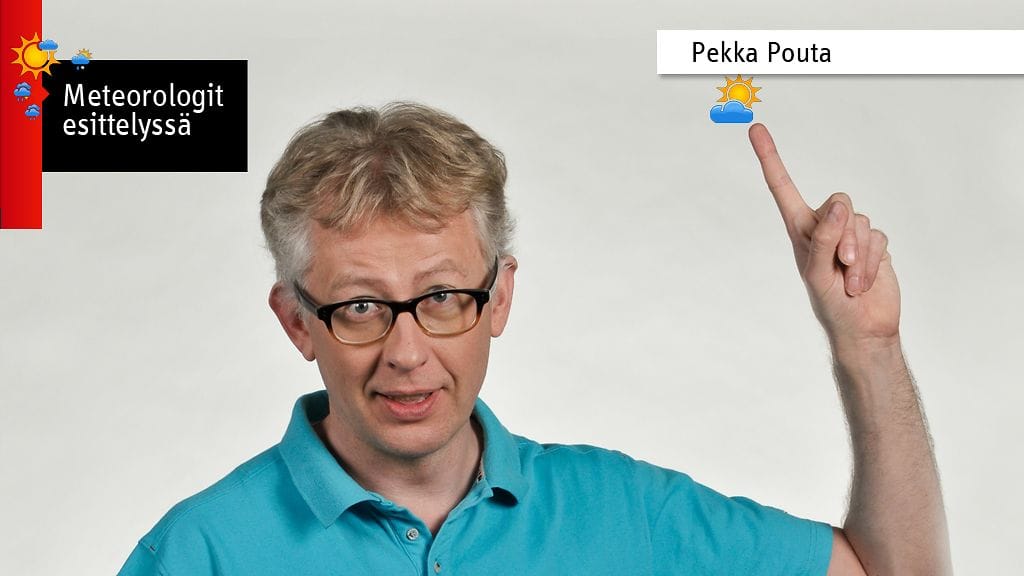 Pekka Pouta esittämässä alueellista sääennustetta kesäkuussa 2012.
