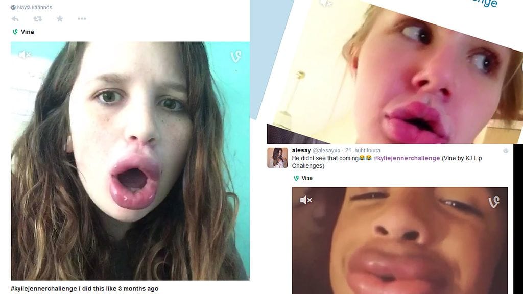#Kyliejennerchallenge-aiheinen kuvakaappaus Twitteristä