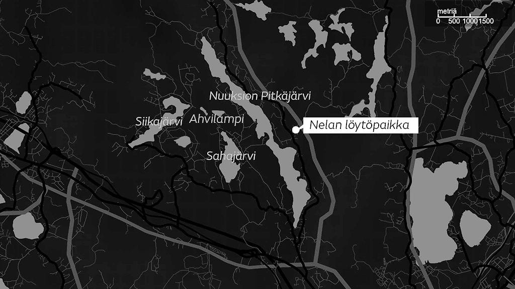 Nela Utkina löytöpaikka kartta musta
