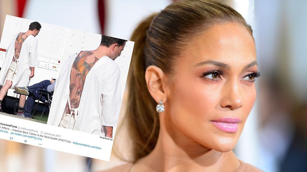 Jennifer Lopez vuonna 2015. Kuvakaappaus Ben Affleckista Twitteristä.