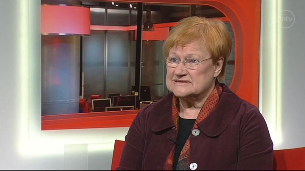 Presidentti Tarja Halonen Uutisextrassa 2017.