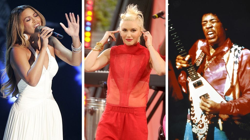 Beyonce, Gwen Stefani ja Jimi Hendrix.