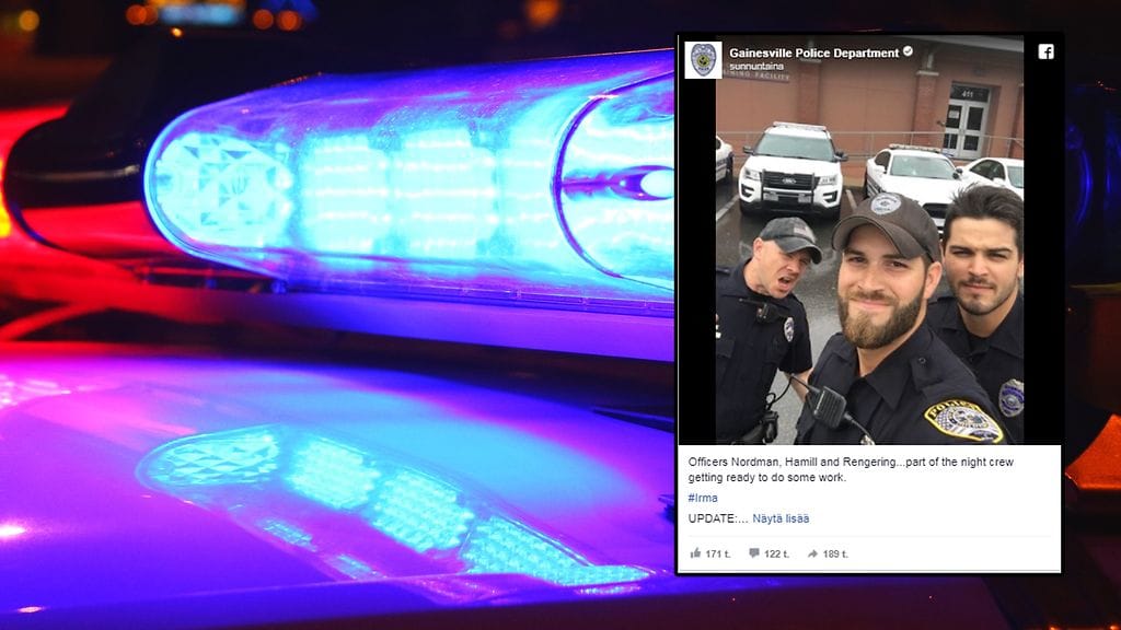 Poliisien kuva sai järjettömiä kommentteja ihastelevilta naisilta. Kuvituskuva Shutterstock, toisen kuvan lähde Facebook.