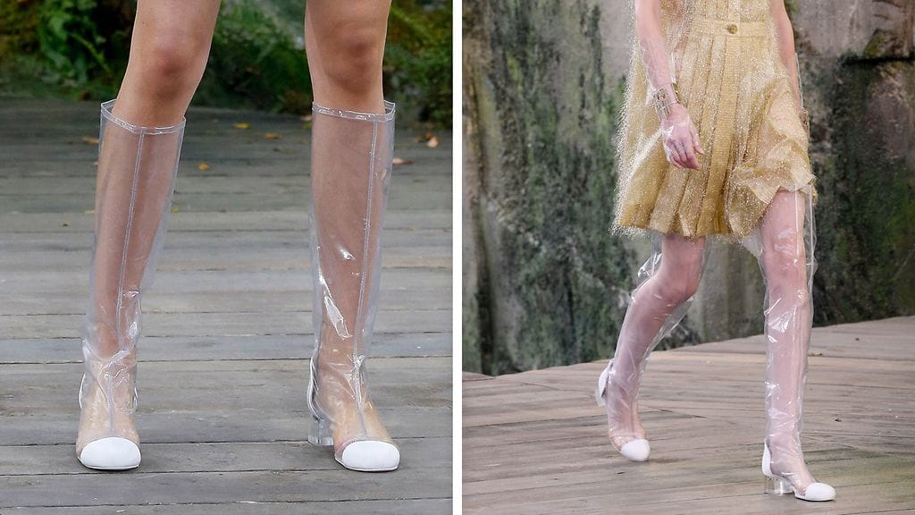 Muovisia "kumisaappaita" Chanelin kevät-kesä 2018 -näytöksessä