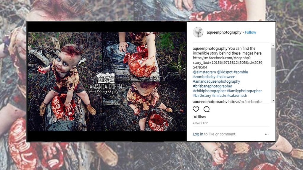 Australialainen Amy Louise otti pojastaan hurjia yksivuotiskuvia, jotka aiheuttivat nettimyräkän. Kuvan lähde Instagram