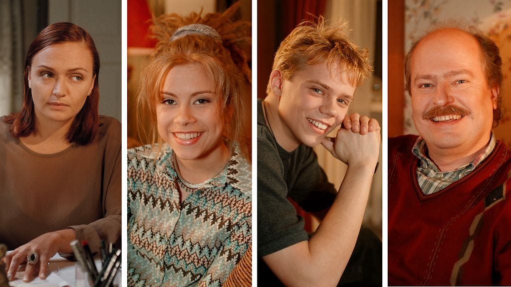 Laura Kiviranta, Miia Laitela, Kalle Laitela ja Seppo Taalasmaa tulivat suomalaisille tutuiksi Salkkarit-hahmoina heti sarjan alkumetreillä.