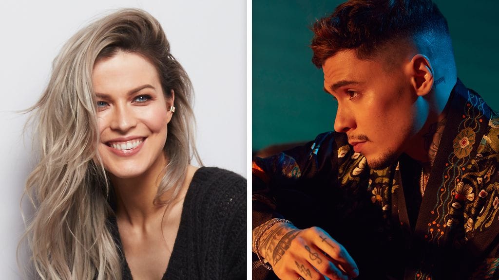 Jenni Vartiainen ja Mikael Gabriel nousevat lavalle Elämä lapselle -konsertissa.