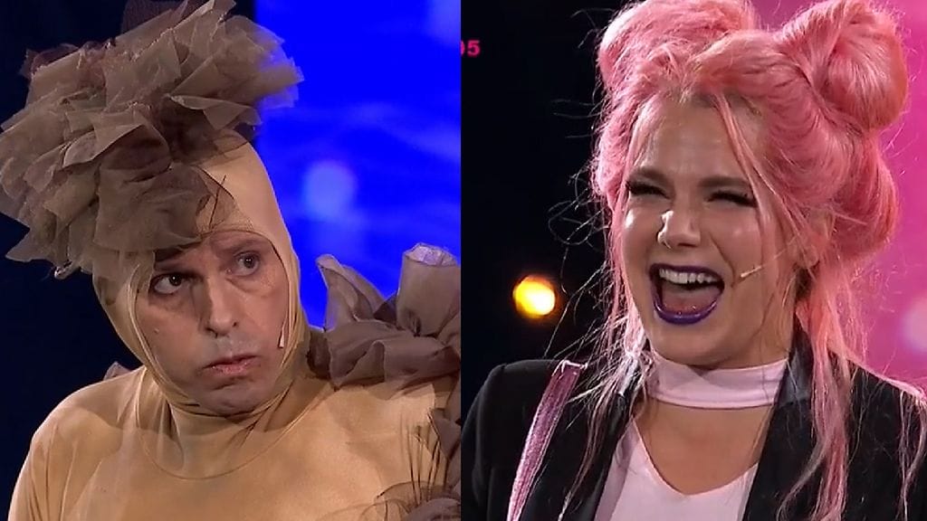 Putouksen sketsihahmot Mimmu ja Pieru yhdistivät voimansa Hittihyttynen-osiossa.