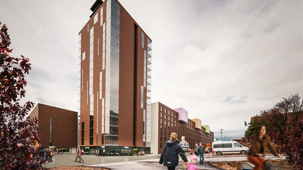 Havainnekuva Pasilan Pöllölaaksoon suunnitteilla olevasta tornitalosta.