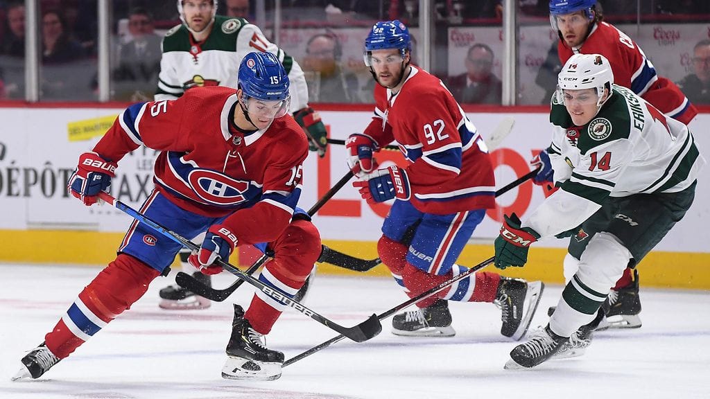 Minnesota Wildin Joel Eriksson Ek säväytti Montreal Canadiensia vastaan.