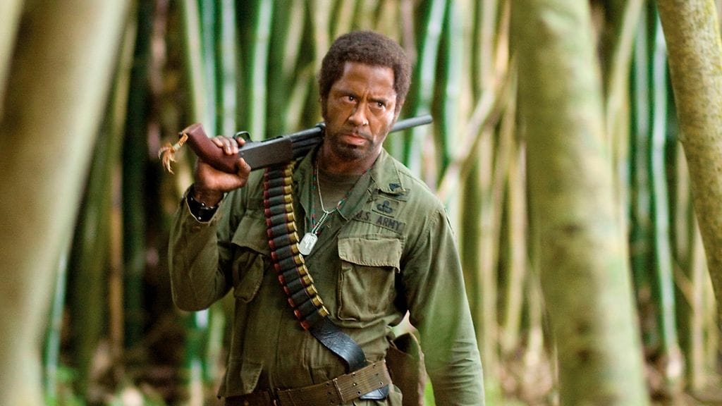 Robert Downey Jr. tähditti Hollywoodin sotaelokuvia pilkkaavaa Tropic Thunderia.