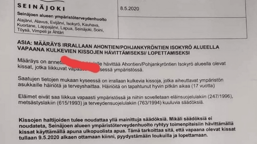 seinäjoki-kissa-määräys