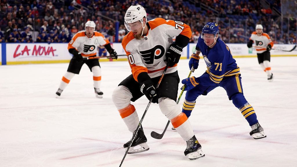 Philadelphia Flyersin Rasmus Ristolainen pelasi NHL:ssä ensimmäistä kertaa entistä seuraansa Buffalo Sabresia vastaan.