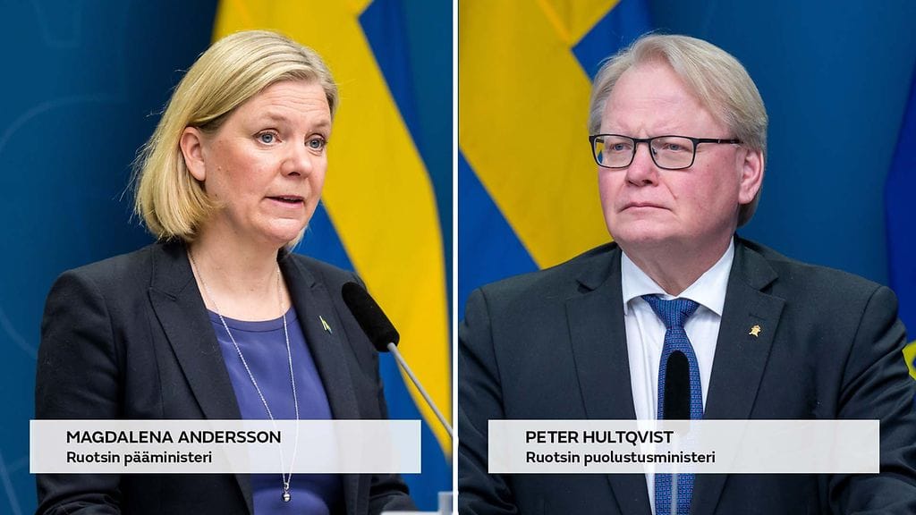 Ruotsin pääministeri Magdalena Andersson ja Ruotsin puolustusministeri Peter Hultqvist.