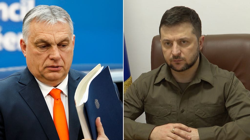 Tällä kaksikolla ei ole parhaimmat mahdolliset välit: Vasemmalla Viktor Orban ja oikealla Volodymyr Zelenskyi.