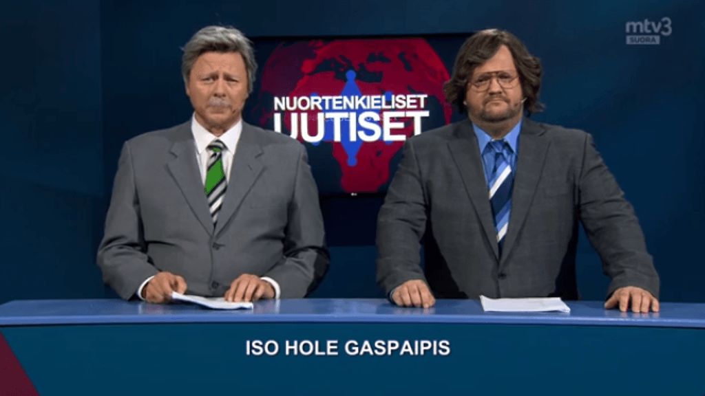 Posselaiset vetivät "uutislähetyksen" tavanomaisesta poikkeavaa kieltä käyttäen.