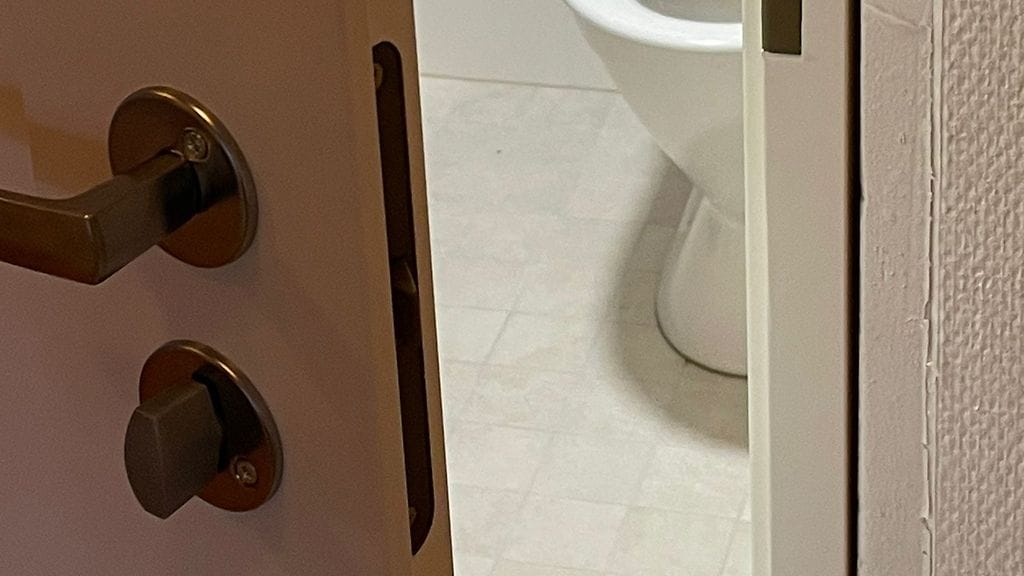 esan vessan ovi virheellisesti asennettuna