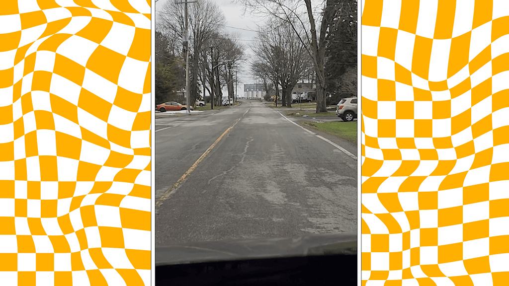Kanadalaisella tiellä ajellaan hämmästelemässä suosittua optista illuusiota.