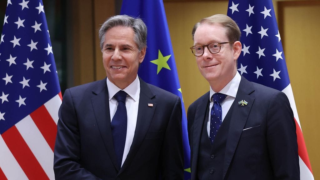Anthony Blinken ja Tobias Billström Brysselin Nato-kokouksessa 4.4.2023