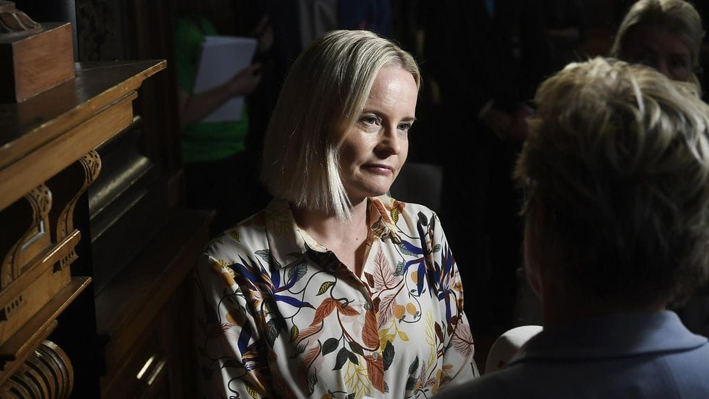 Perussuomalaisten puheenjohtaja Riikka Purra kesäkuussa.