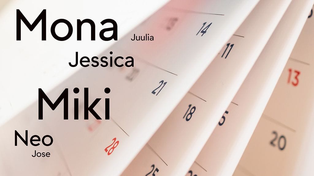 Muun muassa Mona, Jessica ja Niki ovat saaneet nimensä nimipäiväkalenteriin.