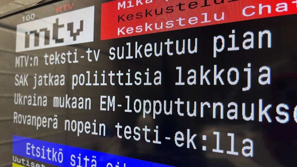 MTV3-kanavan Tekstikanavan signaali sammuu huhtikuun alussa.
