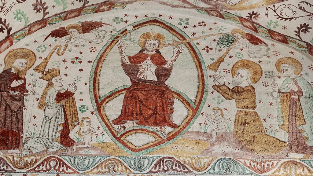 Mandorla-muoto Fanefjordin kirkossa Tanskassa.