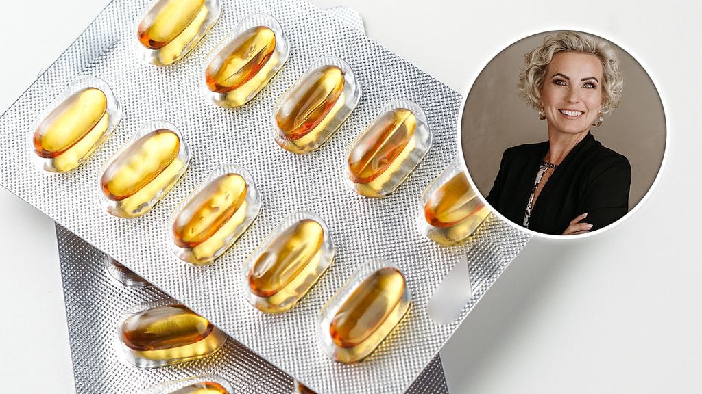 Taustalla kuvituskuva, pienesä kuvassa toimitusjohtaja Helena Korte.