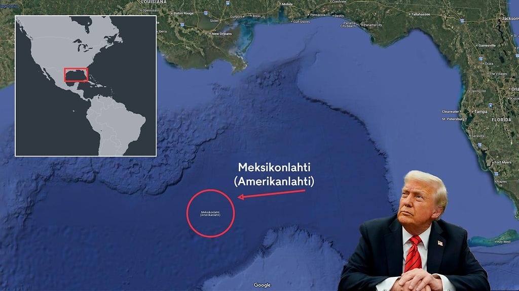 Suomessa Google Mapsia käyttäessä Amerikanlahti näkyy suluissa Meksikonlahti-nimen alapuolella.