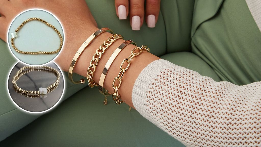 Ristillä koristettu rannekoru (pyöreät kuvat) ei ollutkaan sitä, mitä on luvattu. Taustalla kuvituskuva.