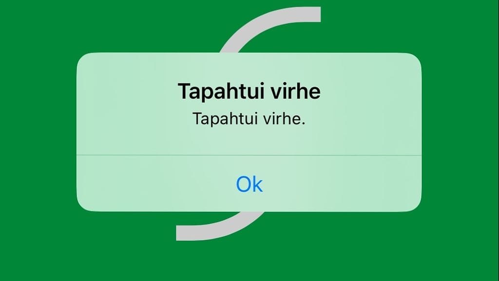Tämä ilmoitus tuli ruutuun yrittäessä kirjautua S-Pankin mobiilisivuille.