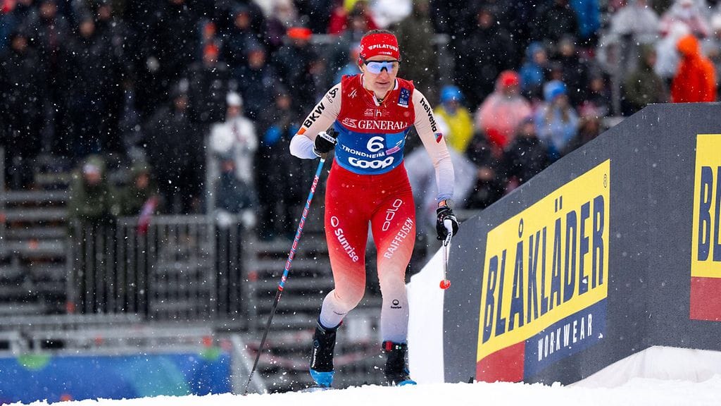 Nadine Fähndrich ankkuroi Sveitsin parisprintin MM-pronssille Trondheimissa.