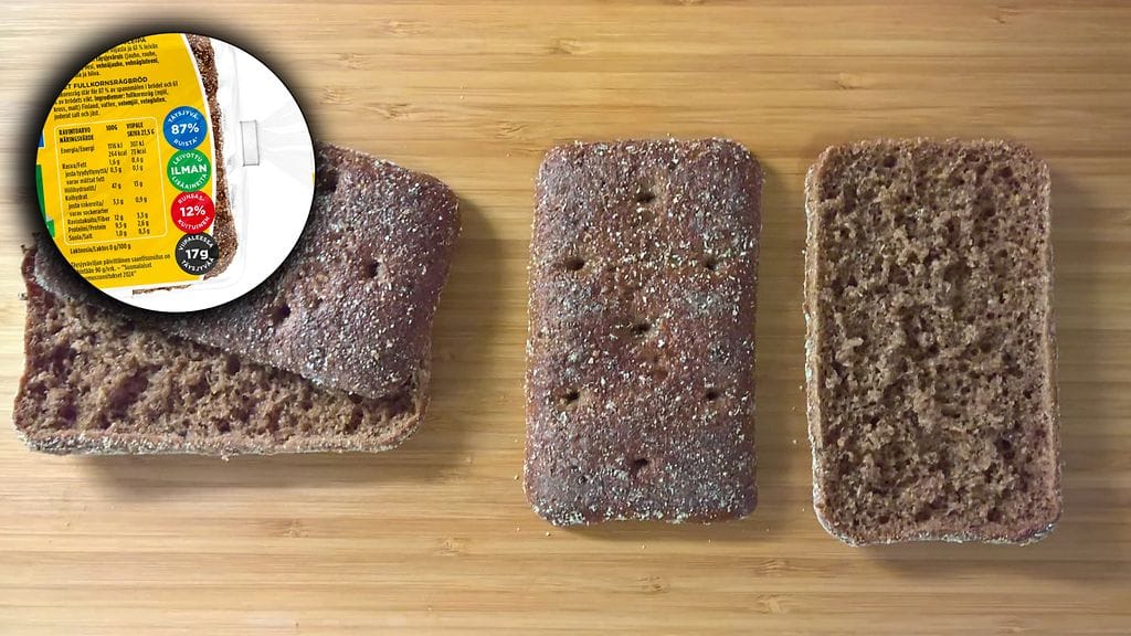 Esimerkiksi Suomen suosituimman ruisleivän, Vaasan ruispalojen, pakettiin on nyt lisätty merkintä yhden viipaleen sisältämästä täysjyvämäärästä.