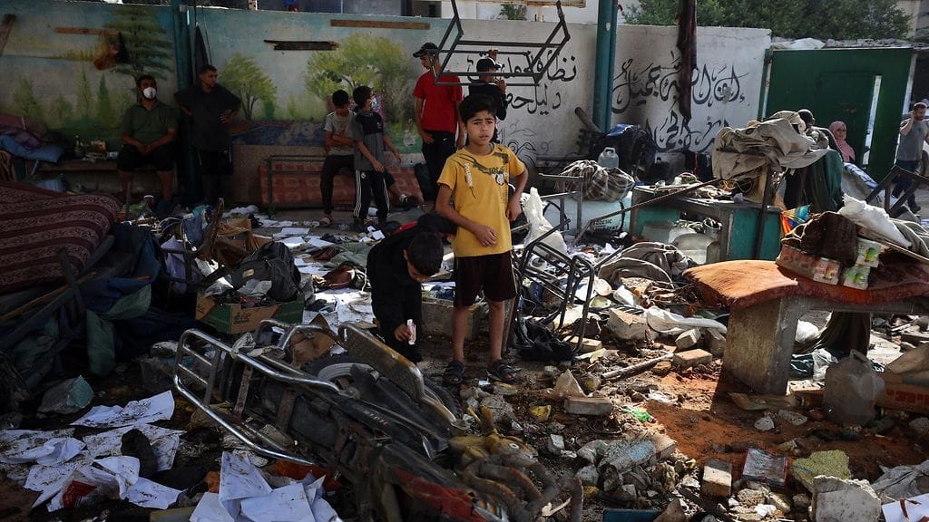 Kuvan koulu tuhoutui Israelin iskussa Gazassa toukokuussa 2025.