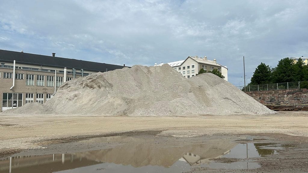 Koskelan varikko, työmaa, betonimurske