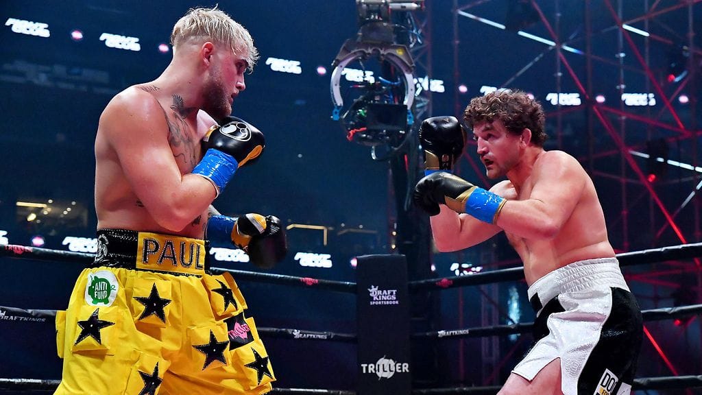 Jake Paul ja Ben Askren kohtasivat nyrkkeilykehässä huhtikuussa 2021.