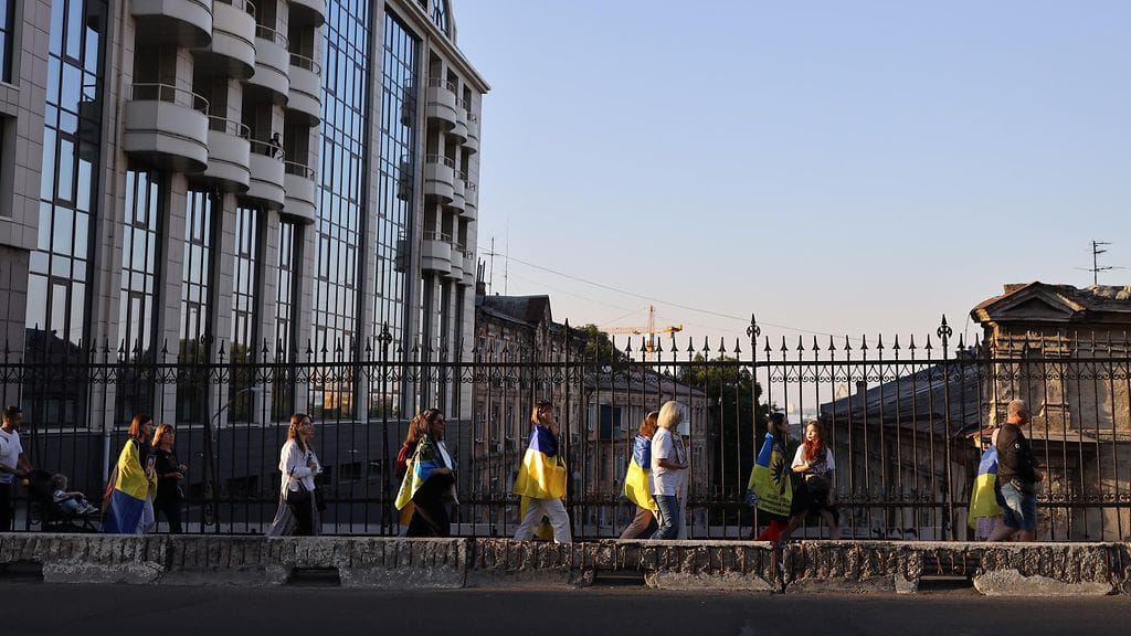 Muistokulkue Odessassa kaatuneiden muistoksi. Kuvituskuva.