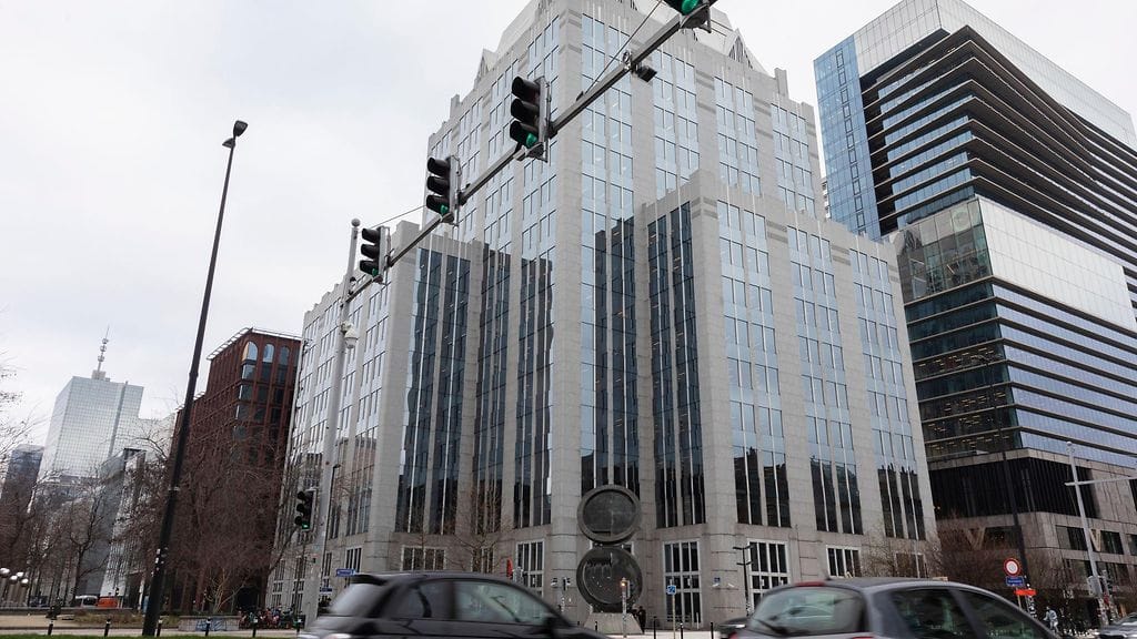 Rahoitusyhtiö Euroclearin päärakennus Brysselissä, Belgiassa 17. joulukuuta 2025.