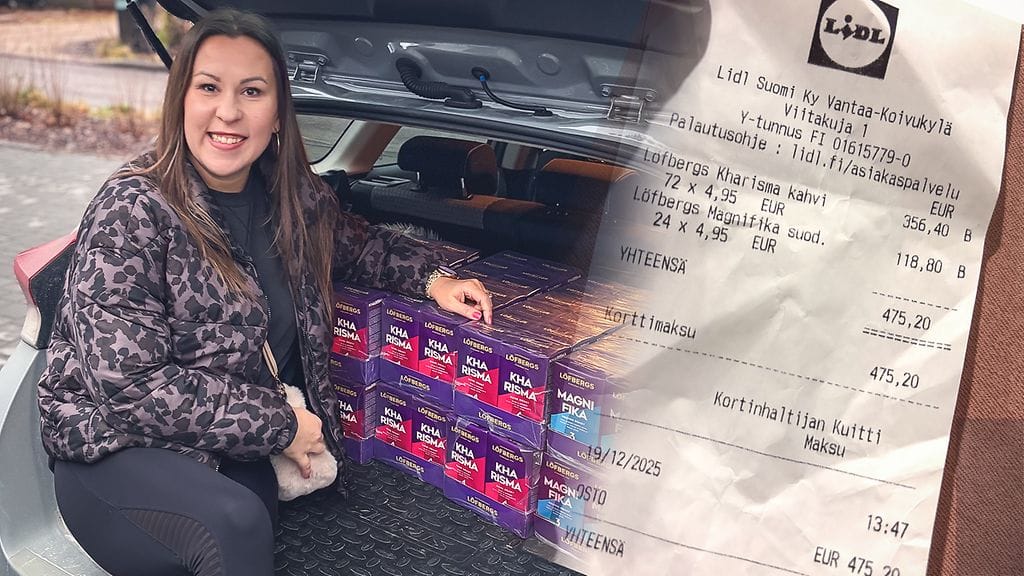 Vantaalainen Pauliina Lappeteläinen osti kahvia lähes 500 eurolla.