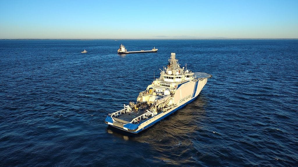 Merivartioston julkiasema kuva vartiolaiva Turvasta tapahtumapaikalla Suomenlahdella.