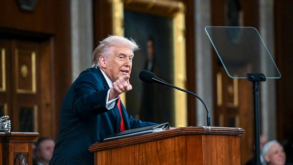 Presidentti Donald Trump kuvassa pitämässä puhetta 24. helmikuuta.