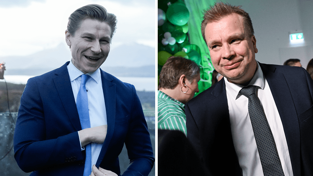 Kuvassa puolustusministeri Antti Häkkänen (kok.) ja keskustan puheenjohtaja Antti Kaikkonen.