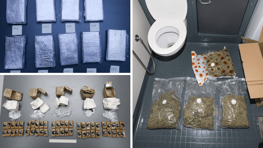 Poliisin jakamia kuvia tapaukseen liittyvistä huumelöydöistä.